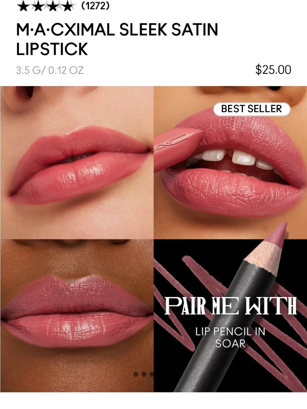 MAC MACximal Sleek Satin Lipstick 0.12 oz #802 BRAVE  -   NIB.  Have 7 available